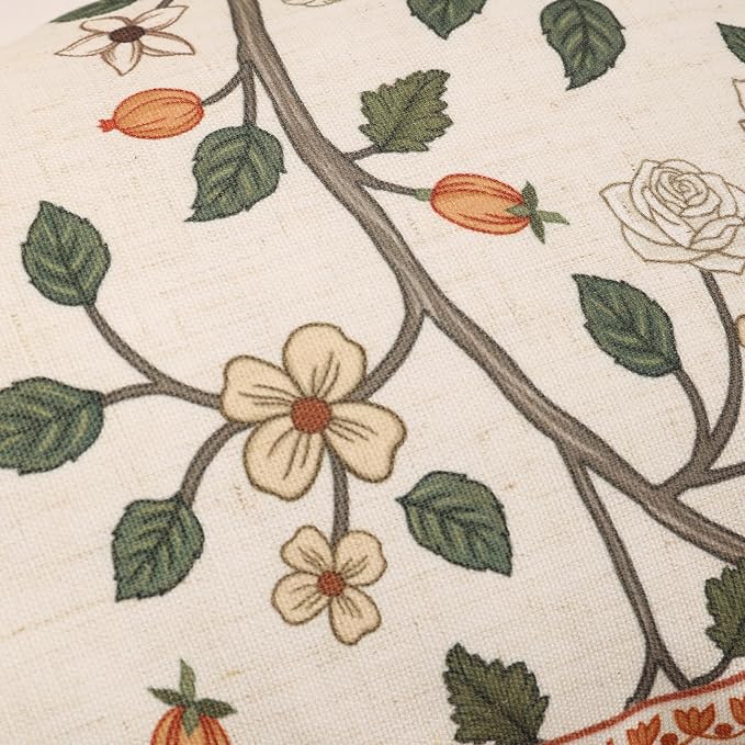 ISAENNE Designer Elegant Vintage Linen Throw Pillow Cover,28"x12"-Flora A | French Rectangle Decor Pillow Cover,Concealed Zipper Design,Floral Pattern,Sofa,Bedroom,Living Room,Lounge Chairs