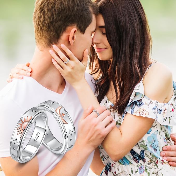 Fidget Ring Spinner Ring for Anxiety Women Men Daughter Real S925 Sterling Silver Fidget Ring