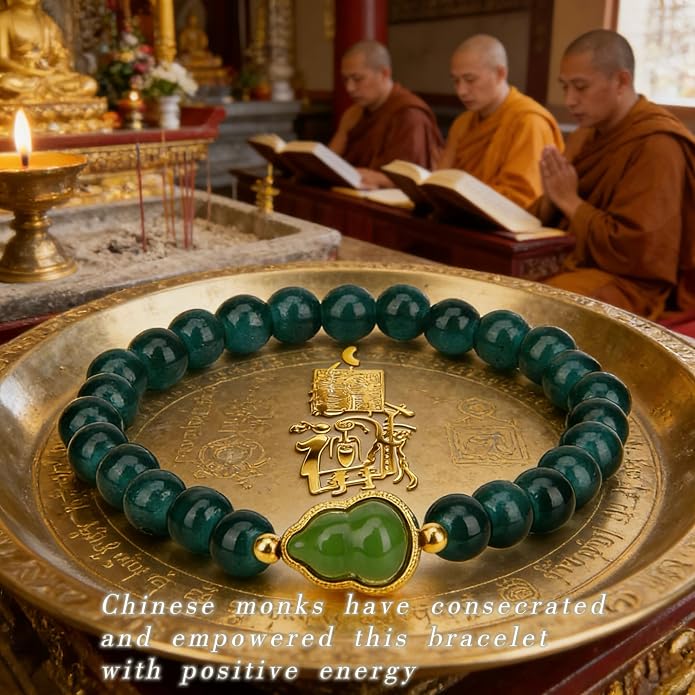 LINGYUAN Feng Shui Wealth and Luck Bracelet with Gold Foil Five Gods Amulet-Red Agate Cinnabar Gemstone Bracelet for Prosperity, Protection & Success, Lucky Charm Gift for Men & Women