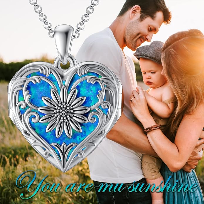 SOULMEET Personalized Silver Locket Necklace That Holds Pictures Photo Keep Someone Near to You, Memorial Custom Lockets Necklaces Letters Engraving for His Her