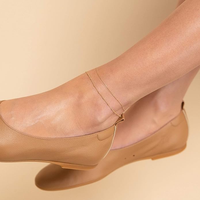 Dainty Gold Disc Chain Anklet for Women, 14K Gold Plated Sequin Foot Bracelet, 8.3"+2" Adjustable Delicate Flat Disc Link Ankle Bracelet, Minimalist Summer Beach Jewelry Gift for Her