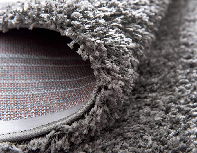 Unique Loom Solid Shag Collection Area Rug (2' 6" x 19' 8" Runner, Graphite Gray)