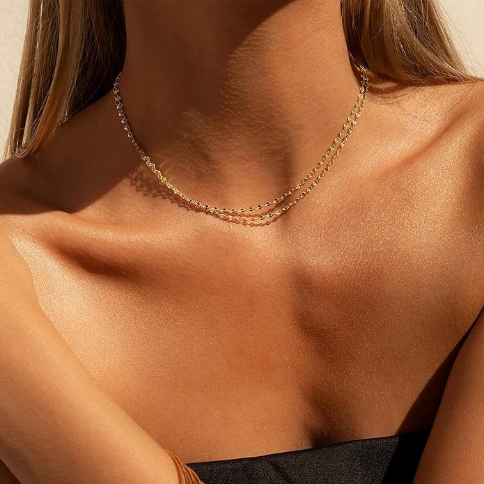 BAYLAY Gold Chain Necklace for Women - 18K Gold Plated Necklace Chain Dainty Gold Necklace for Women Gold Chain Gold Necklace Gold Jewelry Gifts Size 16/18/20/22/24/26 Inch