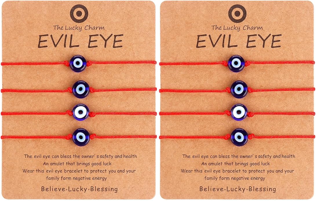 4 Pcs Evil Eye Bracelets & Anklet - Handmade Evil Eye Jewelry for Women's Protection