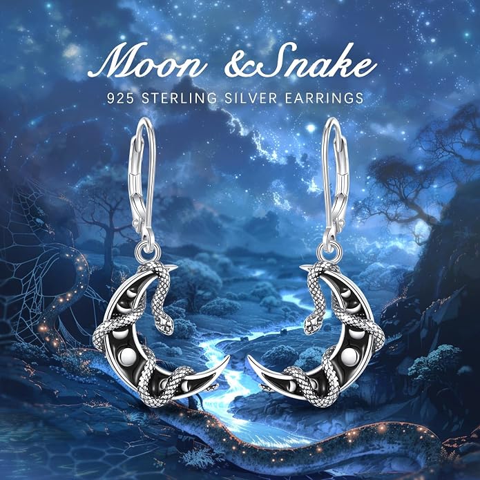 Vito 925 Sterling Silver Teardrop Earrings for Women, Moonstone Turquoise Drop Dangle Earrings Cat Snake Turtle Tree of Life Leverback Earrings Boho Jewelry Gift for Mom Wife