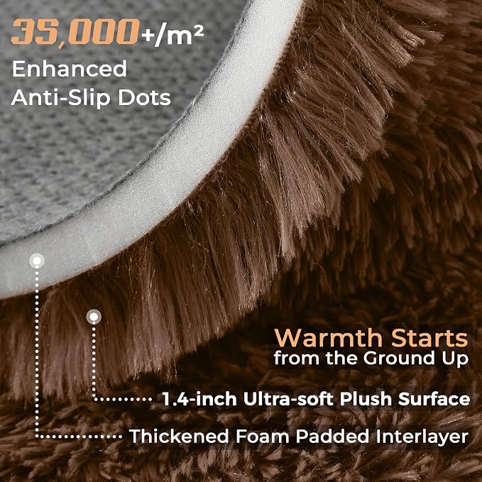 OPPODREAM 8x10 Brown Rugs for Bedroom, Ultra-Soft Fluffy Area Rugs for Living Room, 8 x 10 Shag Carpet for Nursery, Kids, Girl, Boy, Baby, Plush, Fuzzy, Shaggy, Cute Home Decor