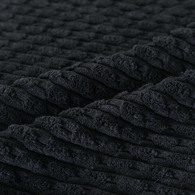 Set of 4 Black Decorative Throw Pillow Covers 18x18 Inch Corduroy Pillow Covers for Bed Couch Sofa Living Room Soft Square Cushion Cases