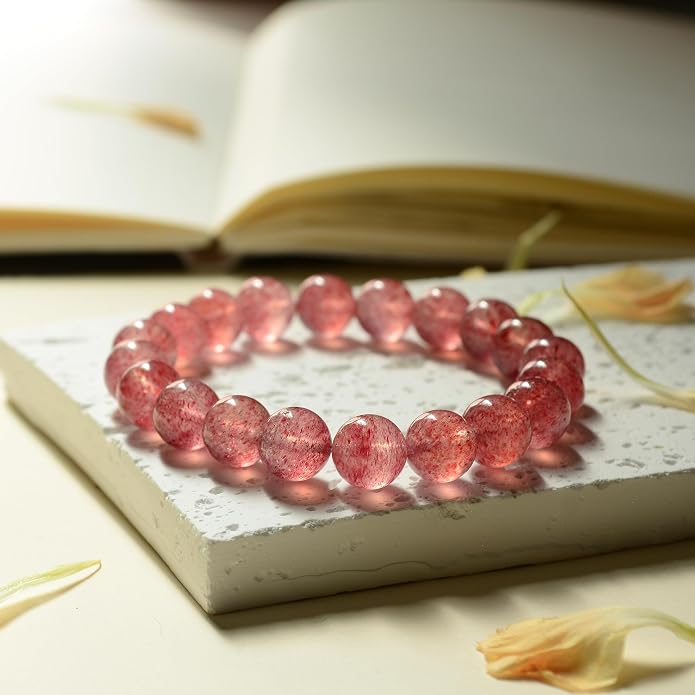 ILLUMINIA 5A Grade Natural Crystal Gemstone Bracelet | Healing Energy Charged Quartz Stone Bead | Handcrafted Stretch Bracelet for Women Men Teens