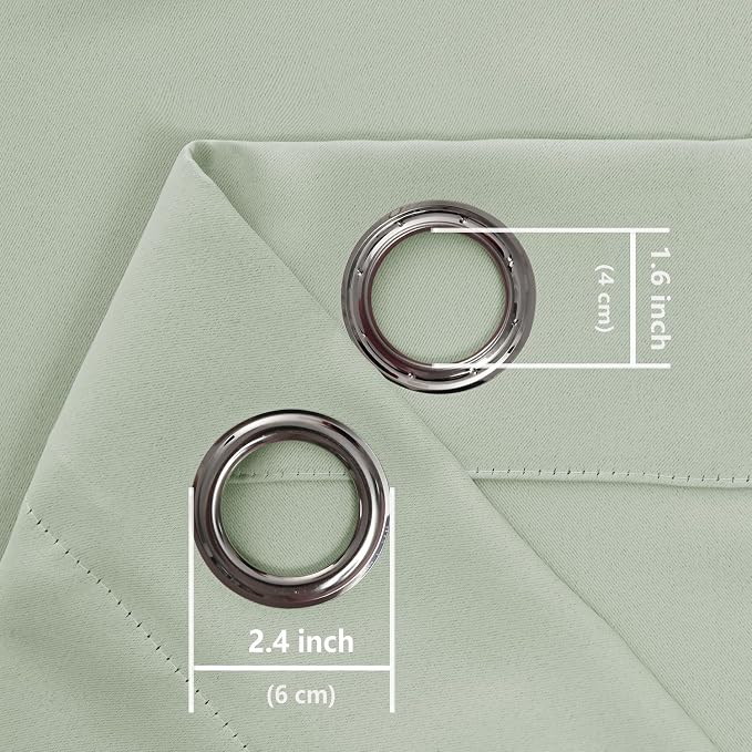 Hiasan RV Blackout Curtains for Bedroom, 52 x 36 Inches Long - Thermal Insulated & Light Blocking Window Curtains for Living Room/Kids Room, 2 Drape Panels Sewn with Tiebacks, Seafoam Green