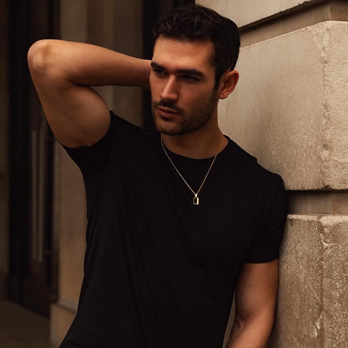 Forge & Foundry Men's Minimalist Stainless Steel and Solid Onyx Inlay Pendant | 21 Inch Rolo Chain | Design-Led Artisan Jewelry, from London