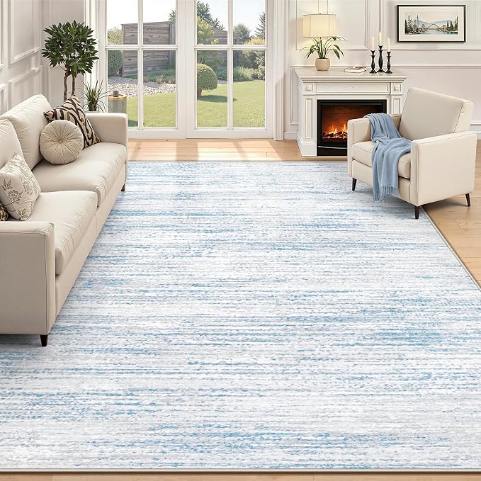 Area Rug 5x7 Living Room Rugs: Washable Modern Rug Non-Slip Soft Rugs Stain Resistant Printed Rug Indoor Carpet for Bedroom Kitchen Dining Room Nursery Home(Blue, 5'x7')