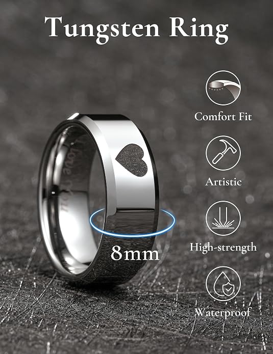 King Will BASIC Men Women 4mm/5mm/6mm/7mm/8mm Titanium Rings Polished Wedding Band Engagement Anniversary Band Comfort Fit