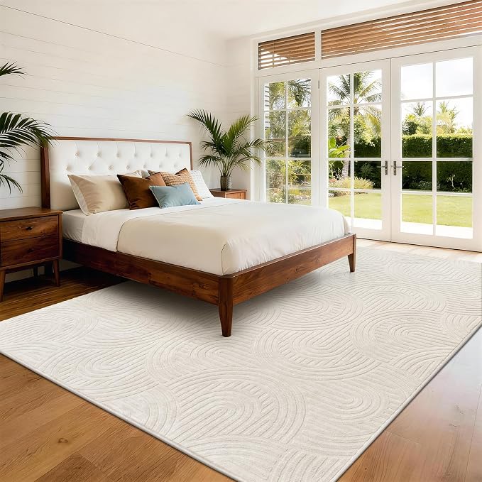Pauwer Area Rugs for Living Room 8x10, Non Slip Washable Modern Rug, Beige | Soft Fluffy, Boho Neutral, Indoor Floor Carpet, For Bedroom Entryway Dining Room Nursery Farmhouse