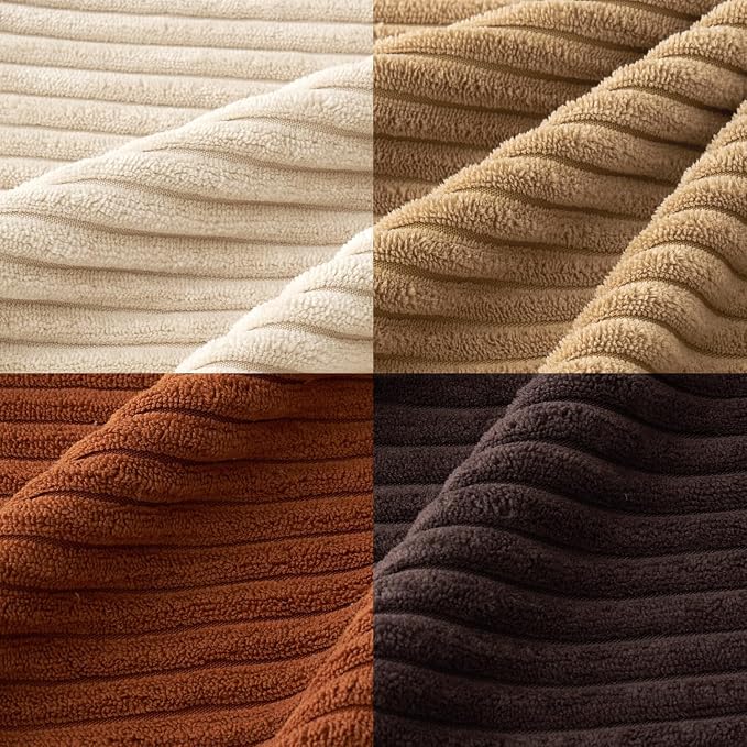 MIULEE Boho Farmhouse Throw Pillow Covers 20x20 Inch Set of 4 Rustic Mordern Neutral Cushion Covers Soft Corduroy Nordic Fall Home Decor for Couch Bed Sofa Living Room Chocolate Brown/Rust