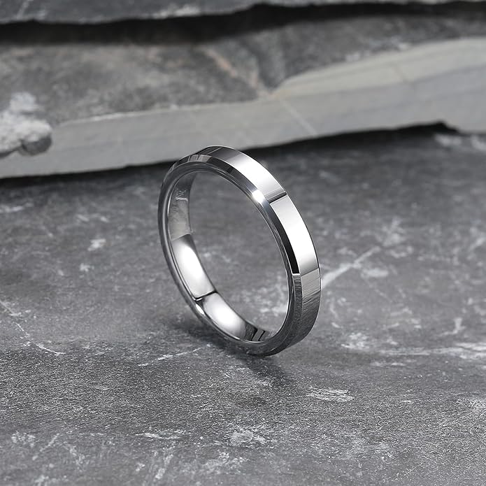 King Will BASIC Men Women 4mm/5mm/6mm/7mm/8mm Titanium Rings Polished Wedding Band Engagement Anniversary Band Comfort Fit