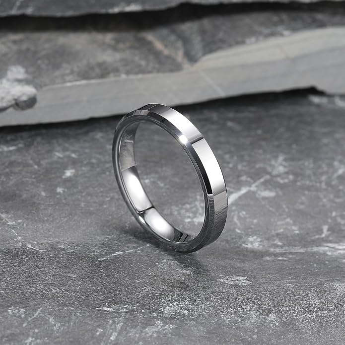 King Will BASIC Men Women 4mm/5mm/6mm/7mm/8mm Titanium Rings Polished Wedding Band Engagement Anniversary Band Comfort Fit