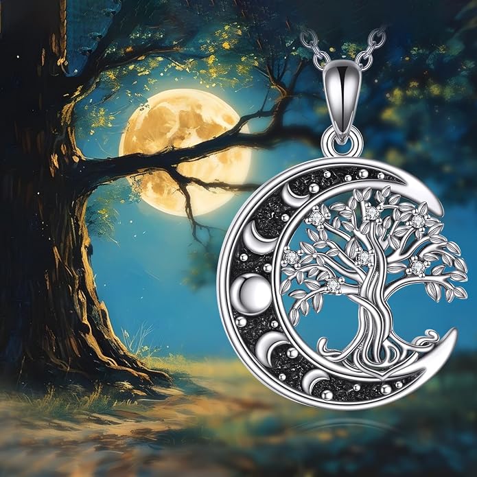 Sun and Moon Necklace 925 Sterling Silver Sun Moon Pendant Gemstone Jewelry Gifts for Women