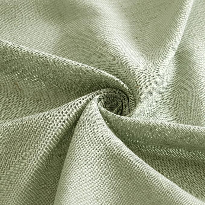 MIULEE Sage Green Linen Curtains 90 Inch Long for Bedroom Living Room, Soft Thick Linen Textured Window Drapes Semi Sheer Light Filtering Back Tab Rod Pocket Burlap Look Farmhouse Decor, 2 Panels