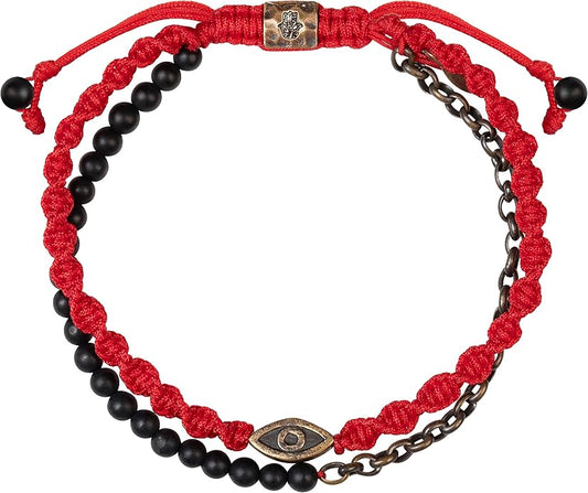 KARMA AND LUCK - Spiritual Strength - Men's Red String Adjustable Bracelet Handmade in Bali