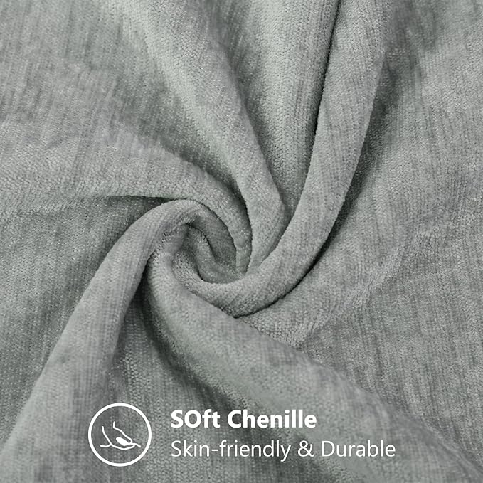 decorUhome Soft Chenille Grey Throw Pillow Covers 24X24 Set of 2 | Decorative Fall Couch Pillow Covers Solid Dyed Accent Modern Euro Sham Farmhouse Neutral Square Pillow Cases for Sofa