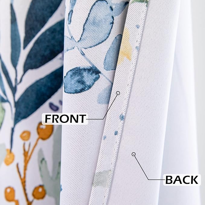 MYSKY HOME 102 inch Long Floral Curtains for Living Room Bedroom Curtains Thermal Insulated Light Blocking Window Curtains for Dining Room Patio Grommet Drapes, 2 Panels, Yellow and Blue
