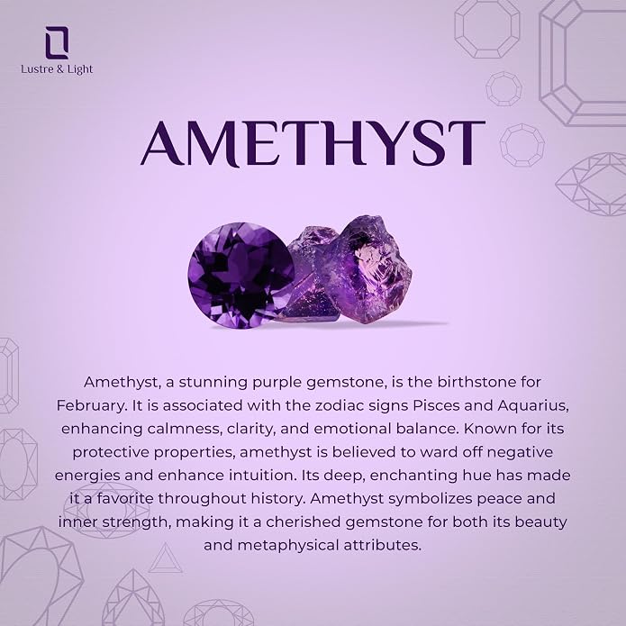 Natural Amethyst Pendant Necklaces for Women in Sterling Silver/18K Yellow Gold/Rose Gold Vermeil, February Birthstone Jewelry Gifts for Her Birthday, Anniversary (Oval, Pear, Round)
