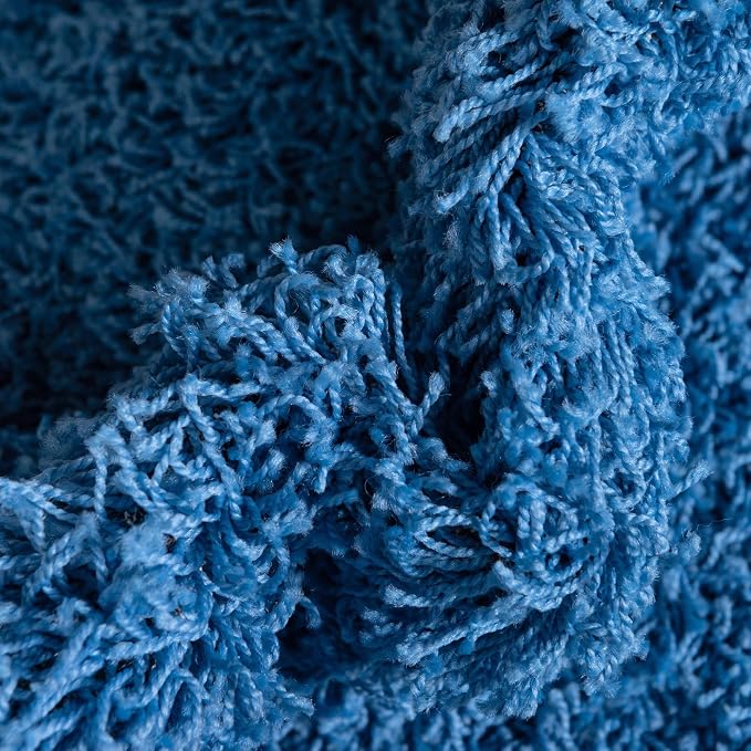 Unique Loom Solid Shag Collection Area Rug (5' Round Periwinkle Blue)