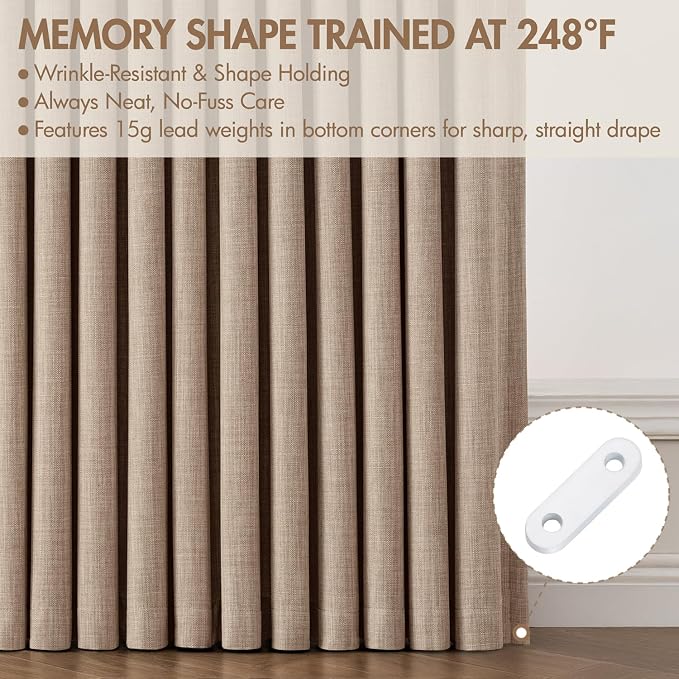 MIULEE Pinch Pleated 100% Blackout Curtains 40"x102" Long Linen 4 Panel Set | Thick Linen, Memory Trained Pleat, Back Tab Double Layer Drapes, Thermal Insulated, Curtain for Bedroom Living Room Darkening