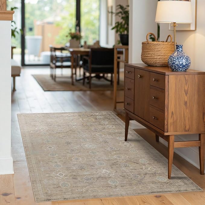 Rugxara 3x5 Rug for Entryway Bedroom Washable Area Rugs Carpet, Beige