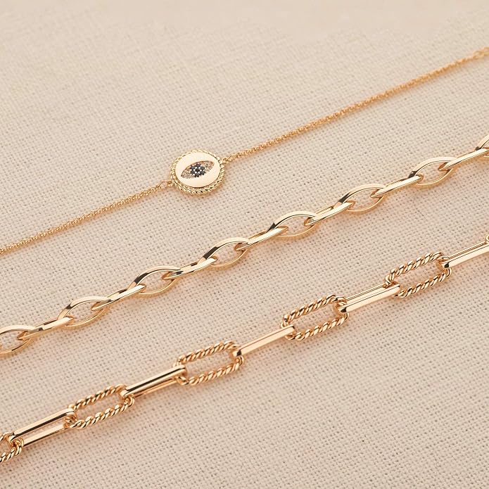 LOYATA Gold Bracelet Gold 14K Gold Filled Dainty Chain Simple Jewelry Gift for Women