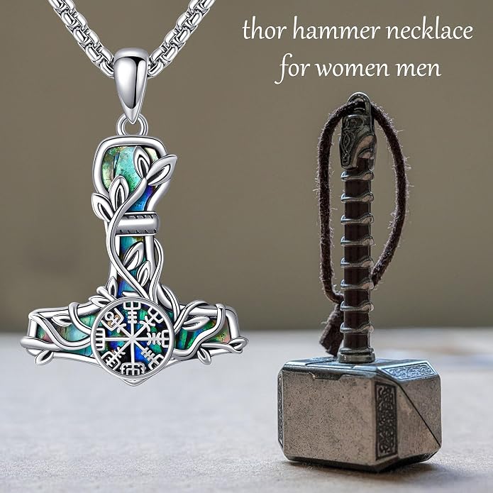 Viking Compass Necklace Sterling Silver Runes Vegvisir Pendant Necklace Mothers Day Jewelry Gift for Women Mom