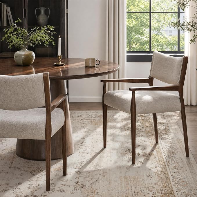 AMOAMI-Area Rug 8FT X 10FT Rugs for Living Room-Vintage Soft Beige Rugs for Bedroom-Non Slip Carpet-Washable Rug for Dining Room Living Room Bedroom Office Under Table