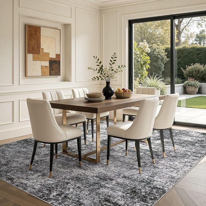 DMOYEST Area Rug Living Room Rugs - 10x11 Washable Large Soft Indoor Neutral Modern Abstract Low Pile Rug Carpet for Bedroom Dining Room Farmhouse Home Office - Grey