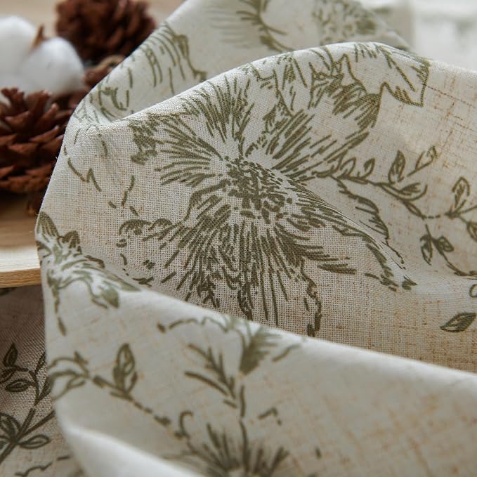 jinchan Green Floral Linen Curtains Lined 96 Inch Vintage Back Tab 2 Panels | Privacy lining, light filtering drapes, vintage, cottagecore, french country, rustic, bedroom, living room, window treatment