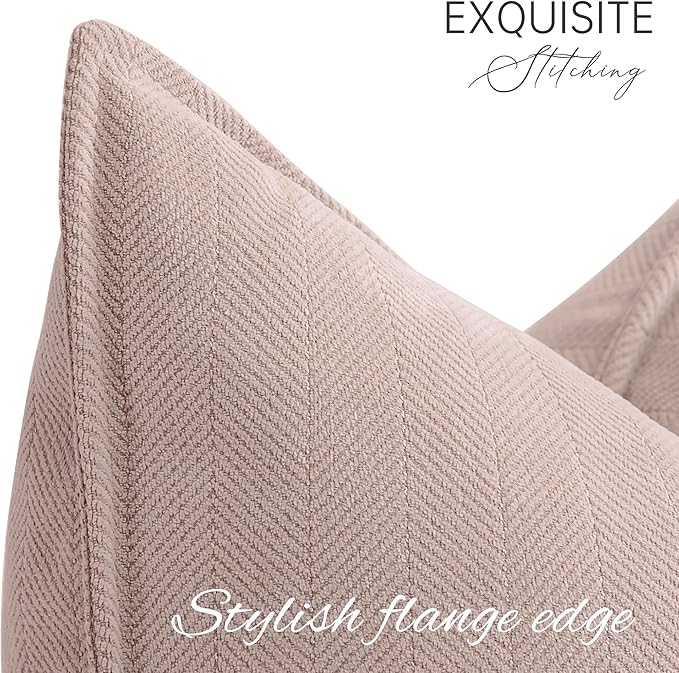 ZWJD Dusty Valentine Pink Pillow Covers 26x26 Set of 2 Chenille Throw Pillow Covers with Elegant Design Soft and Luxurious Decorative Throw Pillows for Couch, Bed, and Home Decor