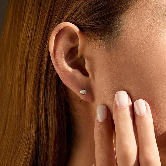 CHIC & ARTSY 925 Sterling Silver Half Hoop Earrings for Women, Dainty Huggie Hoops with Synthetic Opal, Moonstone, CZ & Gemstones, Lightweight Comfort Fit Everyday Elegant Jewelry