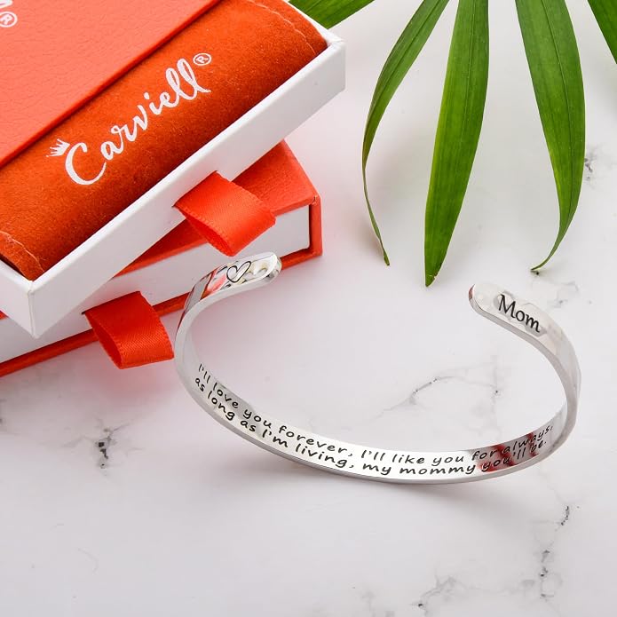 Carviell Bracelet - Gifts for Women – Inspirational, Friendship, Love, Mom, Daughter, Sister, Christian, Graduation, Memorial & Wedding Gifts – 100+ Phrases – Stainless Steel, Gift-Ready