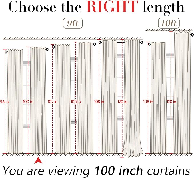 XTMYI 100 Inch Linen Curtains, Lightweight Semi Sheer Light Filtering Drapes, Back Tab Window Drapery for Living Room Bedroom 2 Panel Set, Oatmeal Beige, 50" W x 100" L