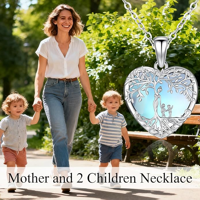 Tree of Life Necklace Family Teardrop/Heart Pendant Mother Jewelry Gifts for Women Grandma Wife Mom