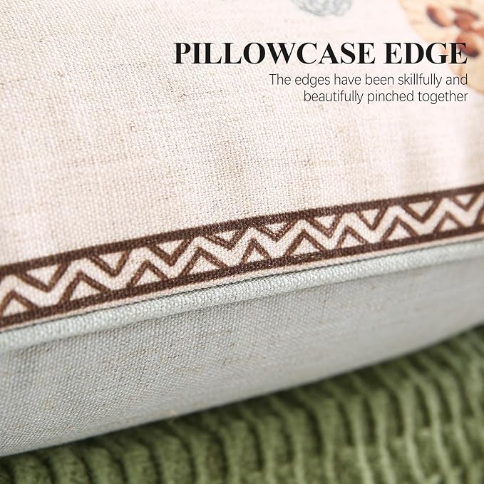 ISAENNE Designer Linen Throw Pillow Cover,Set of 2,18"x18"-Serenity D | Vintage French Elegant Square Decor Pillow Cover,Concealed Zipper Design,Light Beige,Sofa,Bedroom,Living Room,Chairs