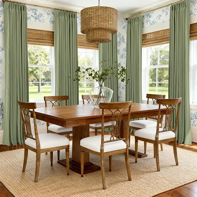 CAPALOCA Pinch Pleated Curtains Blackout, Linen Blackout Curtains 120 inches Long 2 Panels Set for Bedroom, Thermal Insulated Pinch Pleated Drapes for Living Room, 40"W x 120"L (Pack of 2), Sage Green