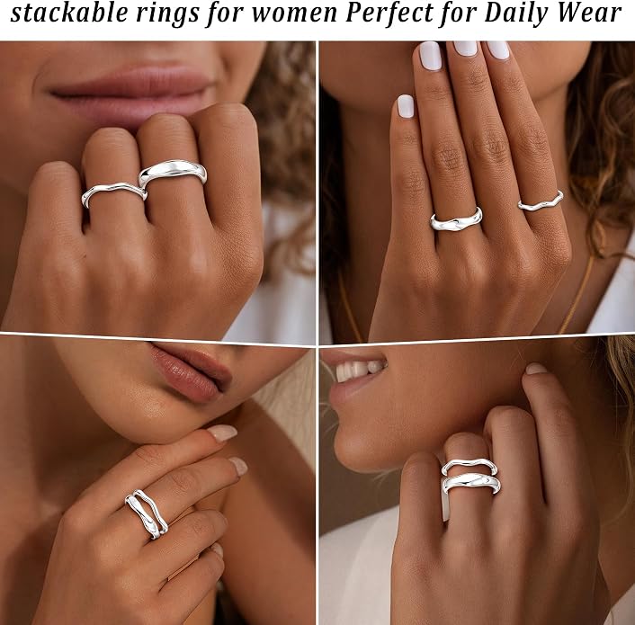 Gold Rings for Women Men Non Tarnish, Waterproof Chunky 14K Gold Plated Dainty Stackable Rings Trendy Statement Pinky Thumb Rings Engagement Eternity Wedding Band Ring Stacking Gold Jewelry Size 3 4 5 6 7 8 9 10 11