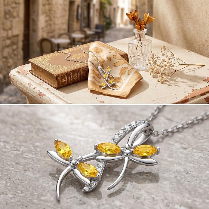 PRAYMOS Dragonfly Gifts 925 Sterling Silver Dragonfly Necklace for Women Dreamy Dragon fly Pendant Dragonflies Jewelry Birthday Gift 18+2" Adjustable Chain