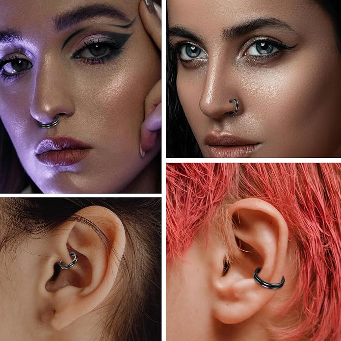 316L Surgical Steel Septum Clicker Ring Nose Ring Hoop Sleeper Hoop Earring Helix Rook Conch Cartilage Daith Tragus Earrings Lobe Nose Piercing Jewelry for Women