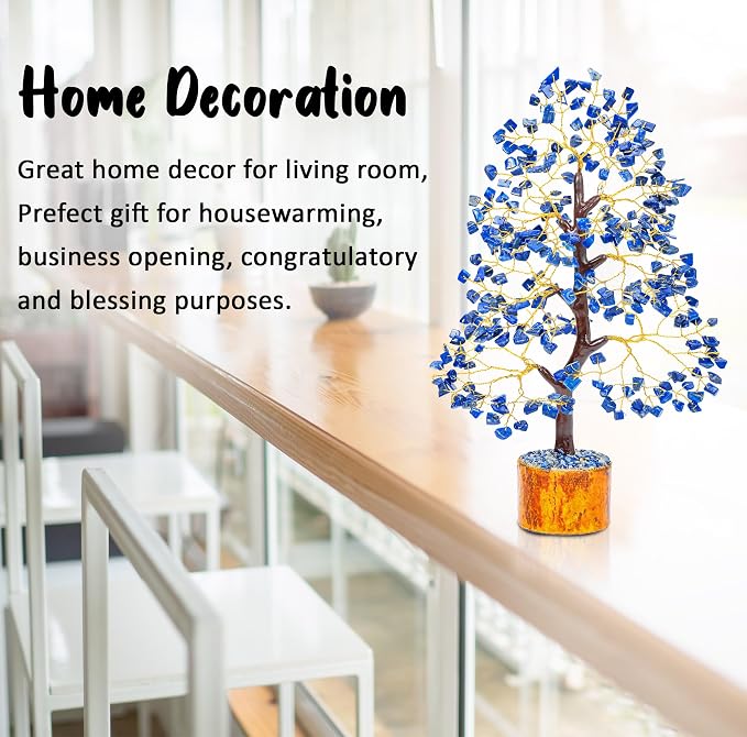 Crocon® Lapis Lazuli Crystals and Healing Stones Tree, Birthday Gifts for Women, Gifts for Mom Birthday, Crystal Tree for Positive Energy, Home Office Blue Decor, Spiritual Gift for Women & Men
