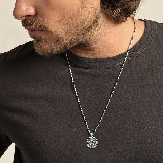 Skull/Skeleton Memento Mori Necklace 925 Sterling Silver Skull/Skeleton Pendant Hourglass Necklace Skull/Skeleton Jewelry for Men Women