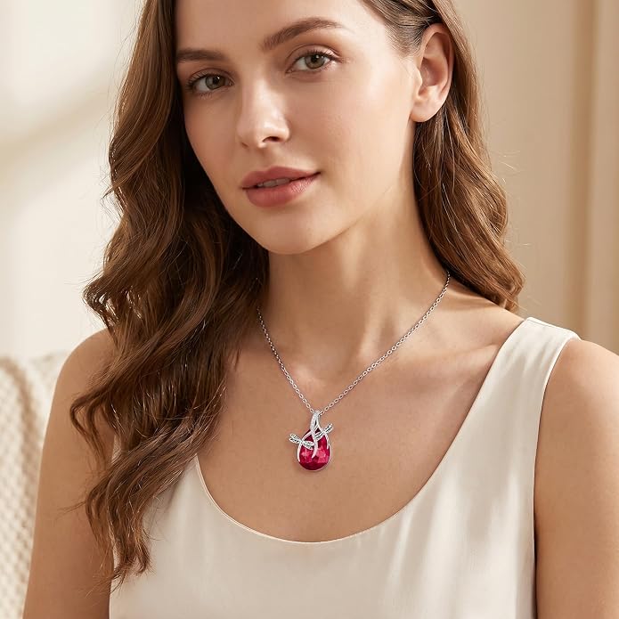 PRAYMOS S925 Sterling Silver Birthstone Necklaces for Women Dainty CZ Necklace Dragonfly Pendant Minimalist Jewelry Gift