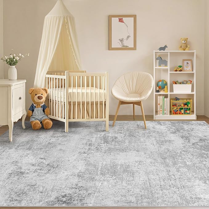 Tortania Area Rug Living Room Rugs - 5x7 Washable Large Soft Neutral Boho Moroccan Bohemian Farmhouse Rug Indoor Floor Carpet for Bedroom Under Dining Table Home Office Decor - Ivory Grey