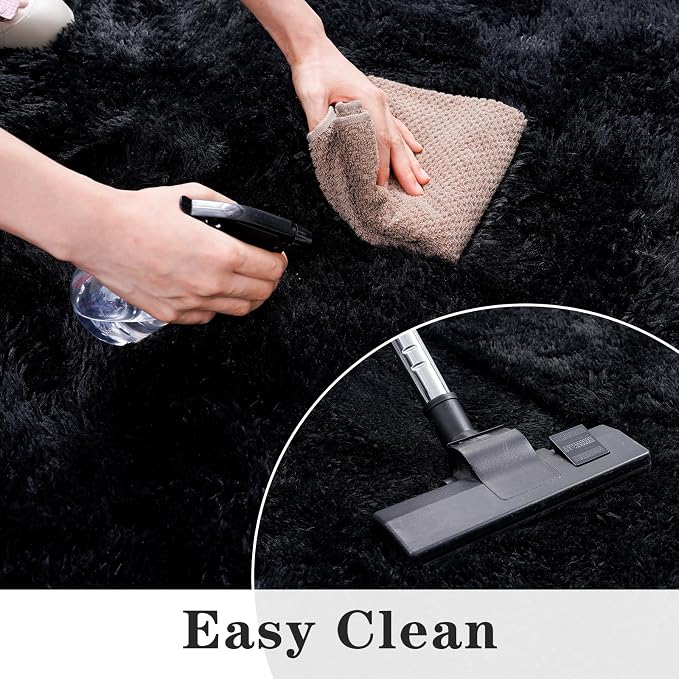 Dssimo Black Rug for Bedroom, 2x3 Small Area Rugs, | Soft Fluffy Shag Non-Slip Carpet for Kids,Girls Boys and Teens Decorations for Living Room Dorm Nursery Classroom