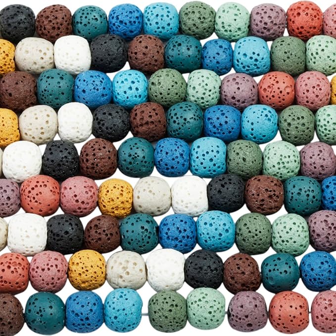 SUNYIK Pack of 2 Colorful Lava Rock Essential Oil Diffuser Stone Loose Bead & Pack of 50 Coloful Lava Rock Essential Oil Diffuser Stone Loose Beads
